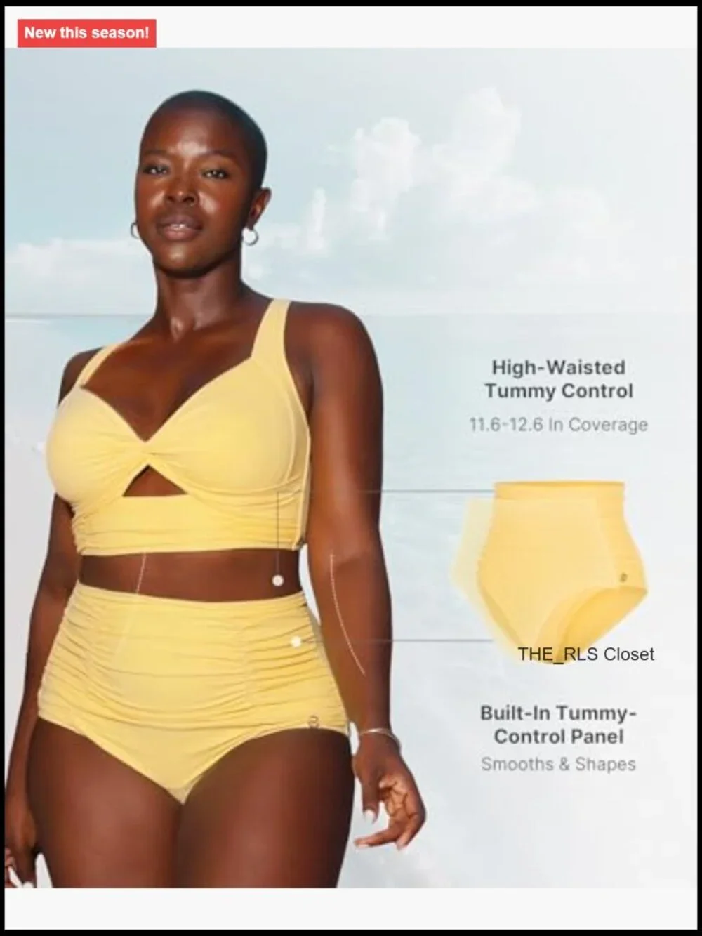 High Waisted Tummy Control Bikini Set Ruched Twist Front Swimwear